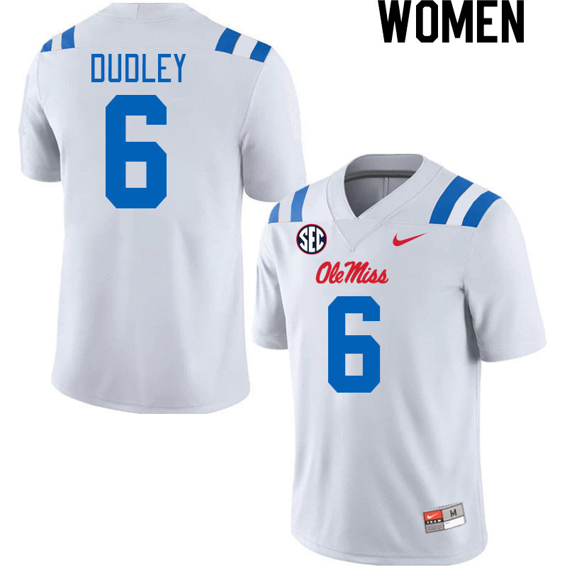 Women #6 TJ Dudley Ole Miss Rebels 2024 New Uniforms College Football Jerseys Stitched-White